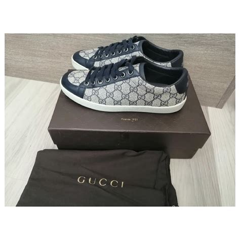 vintage navy blue gucci sneakers lace up|Gucci .